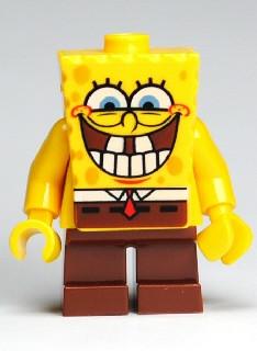 LEGO Minifigure-SpongeBob - Grin with Bottom Teeth-SpongeBob SquarePants-BOB021-Creative Brick Builders